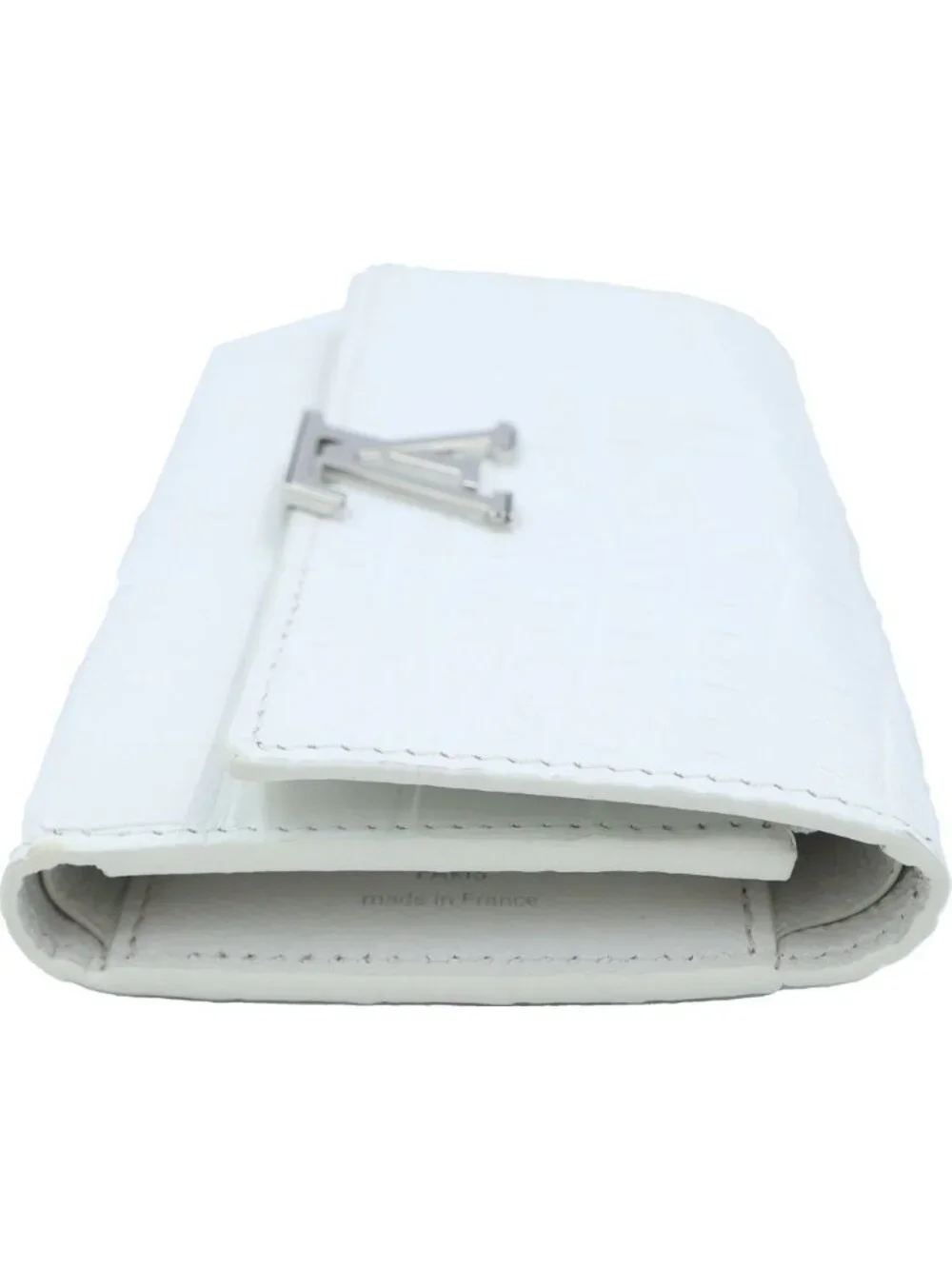 Louis Vuitton Portefeuille Capucines Compact Wallet Trifold White Croco Leather